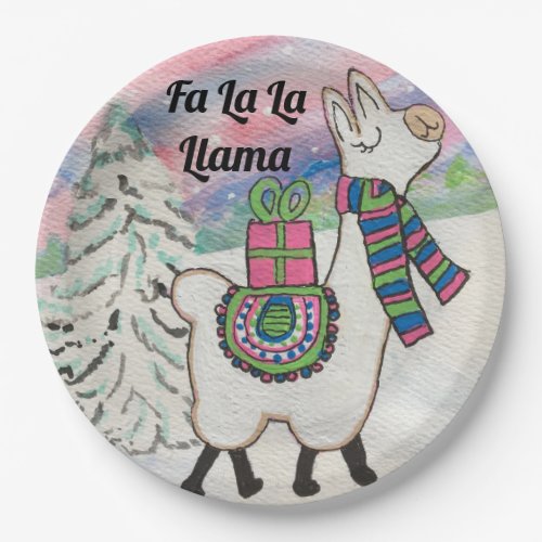 Fa La La Llama Cute Whimsical Holiday Paper Plates