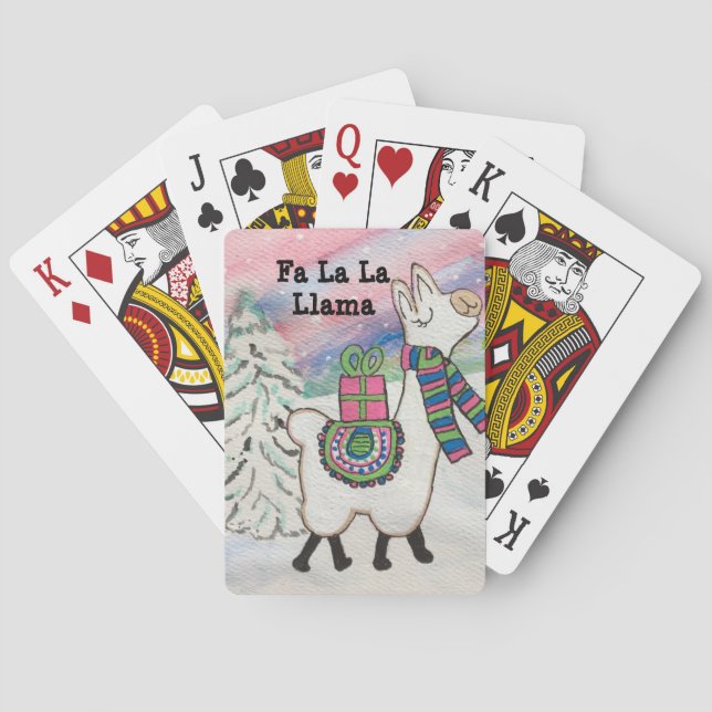 Fa La La Llama Fun Modern Christmas Poker Cards (Back)