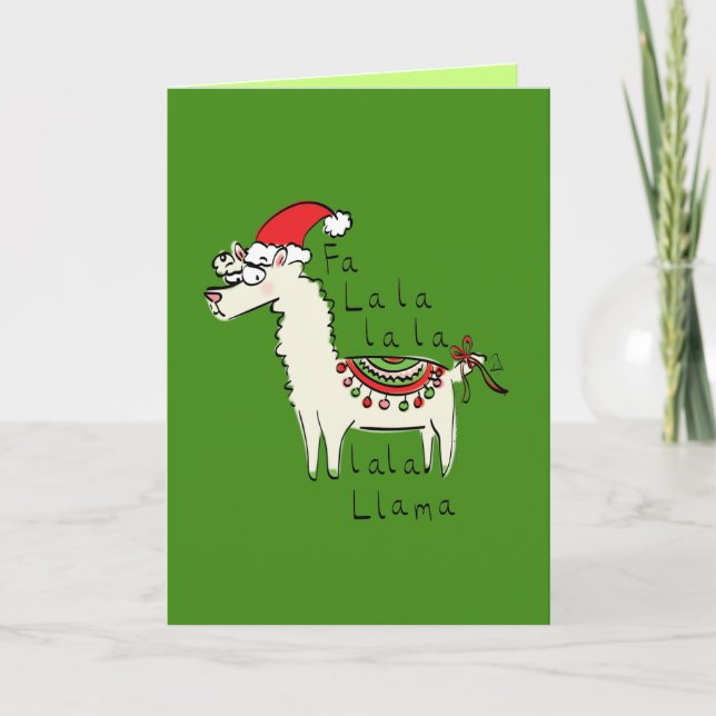 Fa la la Llama Funny Christmas Greeting Card (Front)