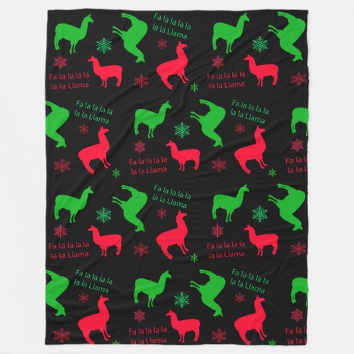 Fa la la Llama Funny Holidays Festive Christmas Fleece Blanket