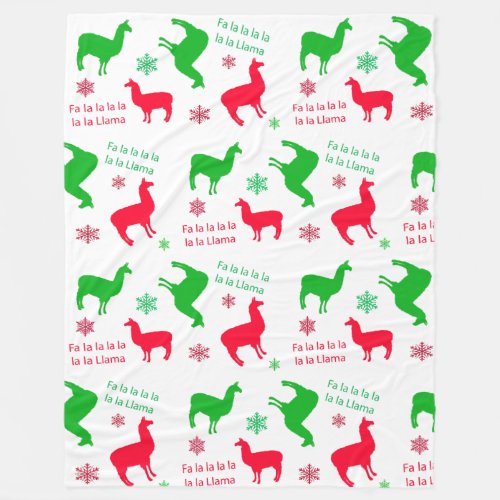 Fa la la Llama Funny Holidays Festive Christmas Fleece Blanket