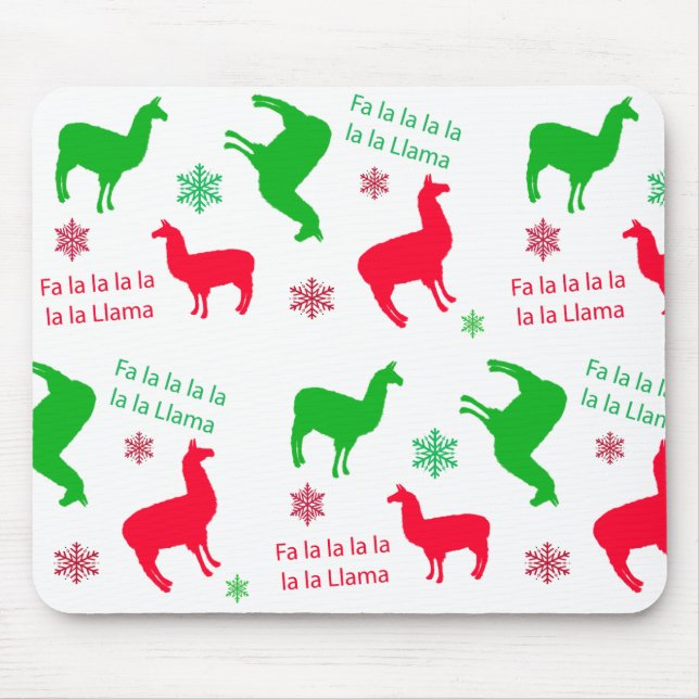 Fa la la Llama Funny Holidays Festive Christmas Mouse Pad (Front)