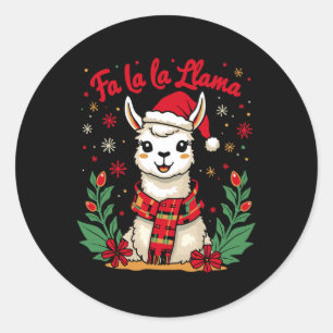 Fa La La Llama Funny Llama Christmas Alpaca Animal Classic Round Sticker