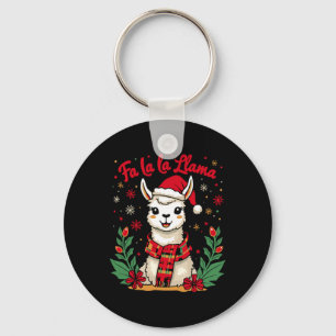Fa La La Llama Funny Llama Christmas Alpaca Animal Keychain