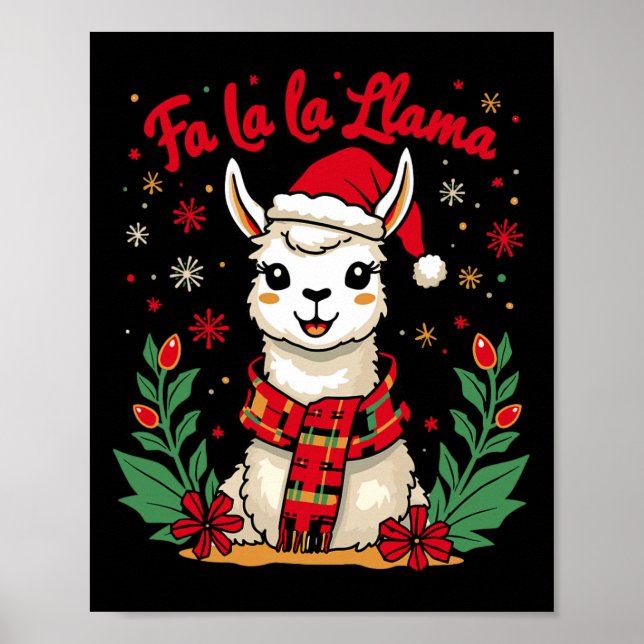 Fa La La Llama Funny Llama Christmas Alpaca Animal Poster (Front)