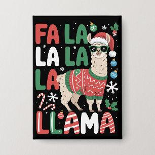 Fa La La Llama Funny Llama Christmas Animal Lover Button