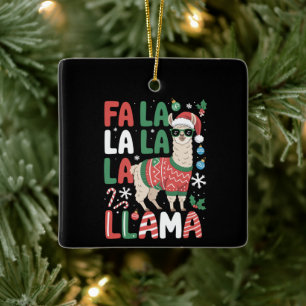 Fa La La Llama Funny Llama Christmas Animal Lover Ceramic Ornament