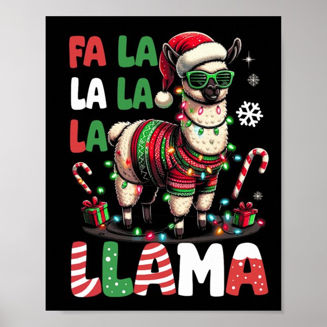 Fa La La Llama Funny Llama Christmas Animal Lover  Poster (Front)