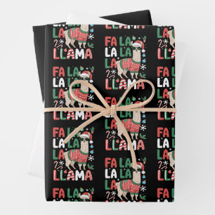 Fa La La Llama Funny Llama Christmas Animal Lover Wrapping Paper Sheets