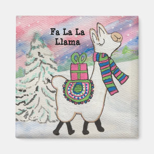 Fa La La Llama Happy Funny Christmas Magnet