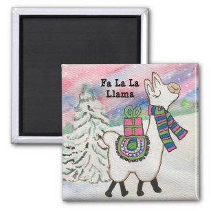Fa La La Llama Happy Funny Christmas Magnet