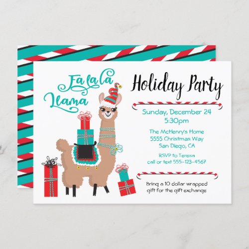 Fa la la Llama Holiday Party invitation