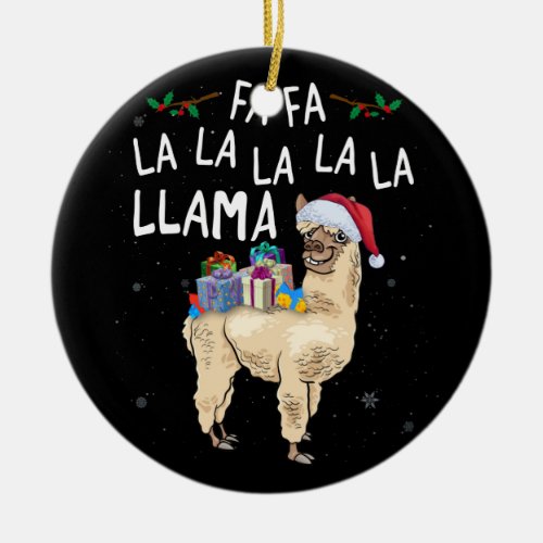 Fa La La Llama Llama Christmas With Christmas Box Ceramic Ornament