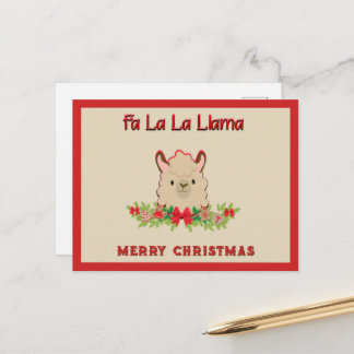 Fa La La Llama Merry Christmas Postcard