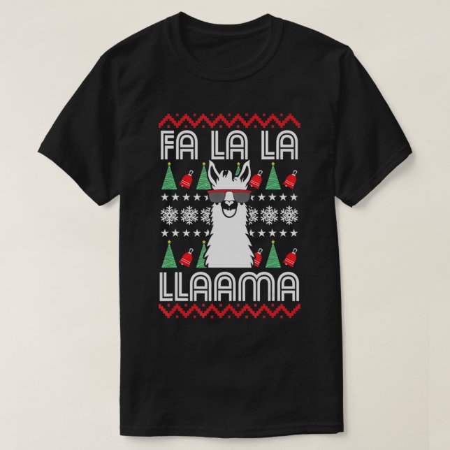 Fa La La Llama Pajamas Alpaca Christmas Gift, Fa L T-Shirt (Design Front)