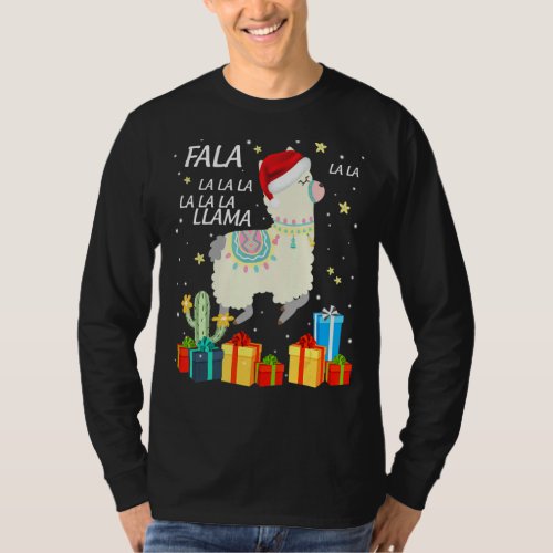 Fa La La Llama Santa Hat Funny Christmas Llamas Ll T_Shirt