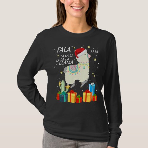 Fa La La Llama Santa Hat Funny Christmas Llamas Ll T_Shirt