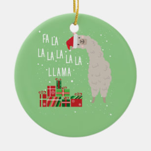 Fa La La Llama Shirt - Llama Christmas Ceramic Ornament