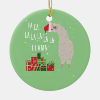 Fa La La Llama Shirt - Llama Christmas Ceramic Ornament
