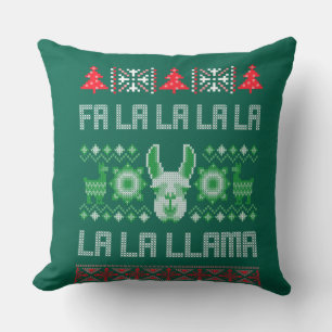 Fa La La Llama Shirt - Ugly Christmas Sweater Llam Throw Pillow