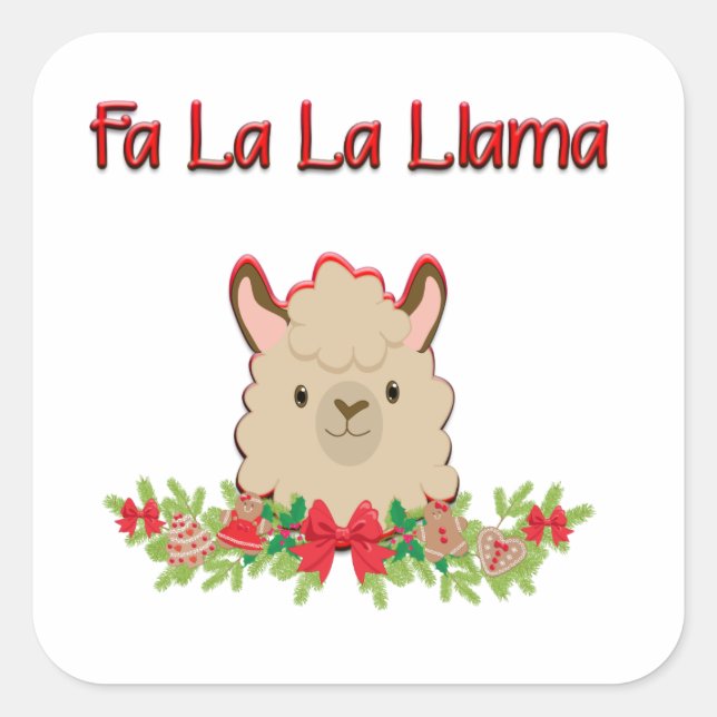 Fa La La Llama Square Sticker (Front)