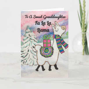 Fa La La Llama Sweet Granddaughter Holiday Card
