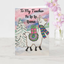 Fa La La Llama To My Teacher Cute Christmas