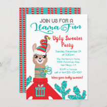 Fa la la Llama Ugly Christmas Sweater Party Invitation