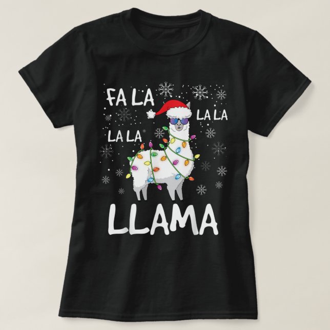 Fa La La Llama Women Men Kids Funny Llama Christma T-Shirt (Design Front)