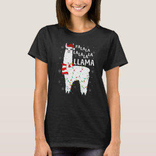 Fa La La Llama Xmas Lights Santa Hat Llama Christm T-Shirt