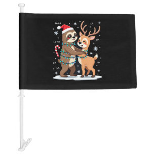Fa La La Llama Xmas Lights Sloth Riding Llama Chri Car Flag