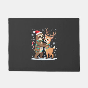 Fa La La Llama Xmas Lights Sloth Riding Llama Chri Doormat