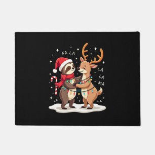 Fa La La Llama Xmas Lights Sloth Riding Llama Chri Doormat