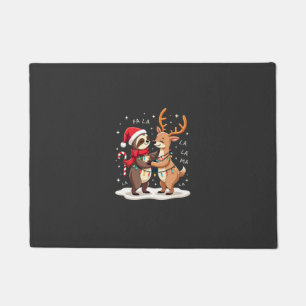 Fa La La Llama Xmas Lights Sloth Riding Llama Chri Doormat