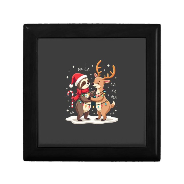 Fa La La Llama Xmas Lights Sloth Riding Llama Chri Gift Box (Front)