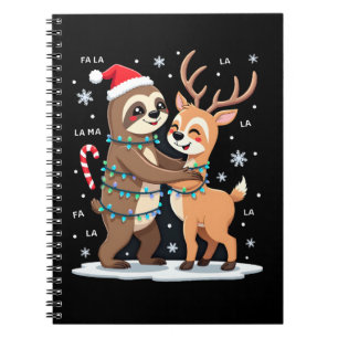 Fa La La Llama Xmas Lights Sloth Riding Llama Chri Notebook