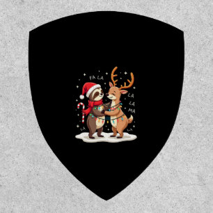 Fa La La Llama Xmas Lights Sloth Riding Llama Chri Patch