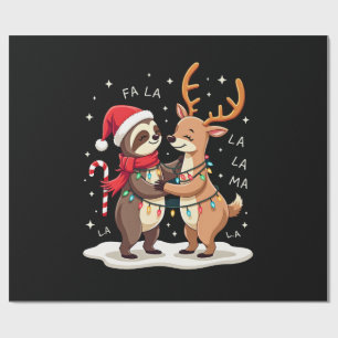 Fa La La Llama Xmas Lights Sloth Riding Llama Chri Wrapping Paper