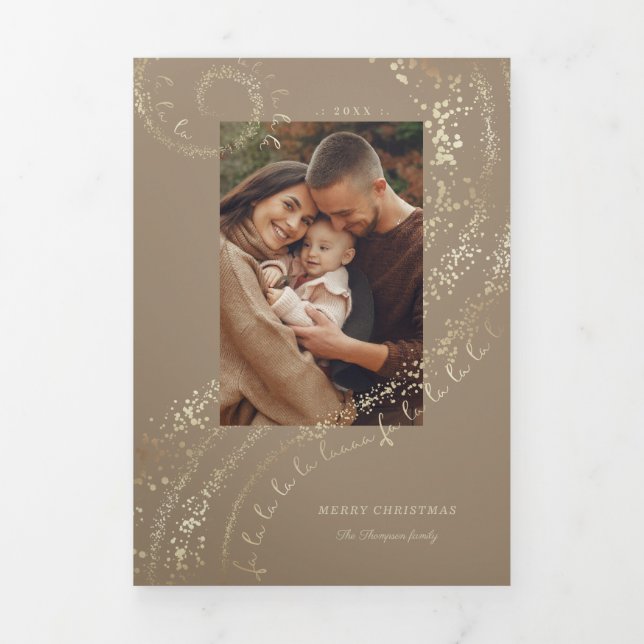 Fa La La Magical Christmas Carol Photo Gallery Tri-Fold Holiday Card (Cover)