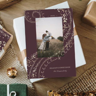 Fa La La Magical Gold Christmas Carol Song 1 Photo Holiday Card