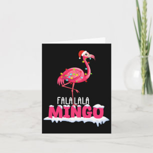Fa La La Mingo Flamingo Christmas Cute Red Hat Card