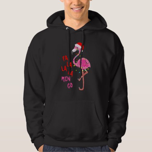 Fa La La Mingo Flamingo Christmas Tree Lights Trop Hoodie