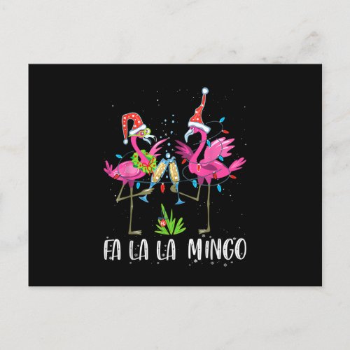 Fa La La Mingo Flamingo Christmas Tree Lights Trop Postcard