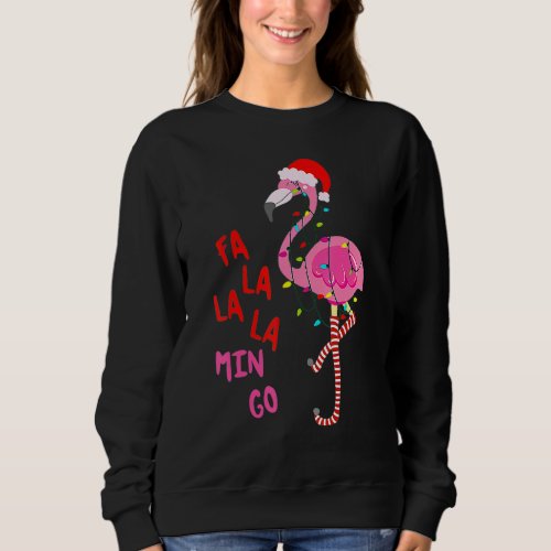 Fa La La Mingo Flamingo Christmas Tree Lights Trop Sweatshirt