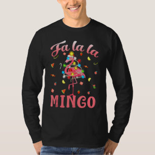 Fa La La Mingo Flamingo Christmas Tree Lights Trop T-Shirt