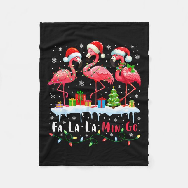 Fa La La Mingo Flamingo Christmas Tropical Xmas Tr Fleece Blanket (Front)