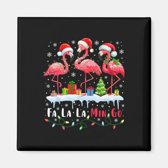 Fa La La Mingo Flamingo Christmas Tropical Xmas Tr Magnet (Front)