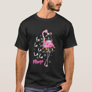 Fa La La Mingo Flamingo Santa Lights Tropical Chri T-Shirt