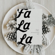 Fa La La Modern Blac Retro Plaid Family Christmas