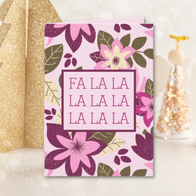 Fa La La Modern Botanical Floral Christmas Holiday Card (Creator Uploaded)